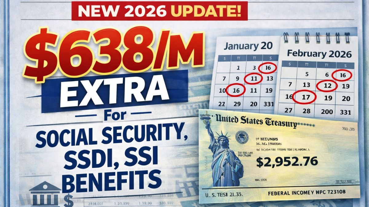$638/M Extra For Social Security, SSDI, SSI Benefits 2026, Check Eligibility & Payment Date